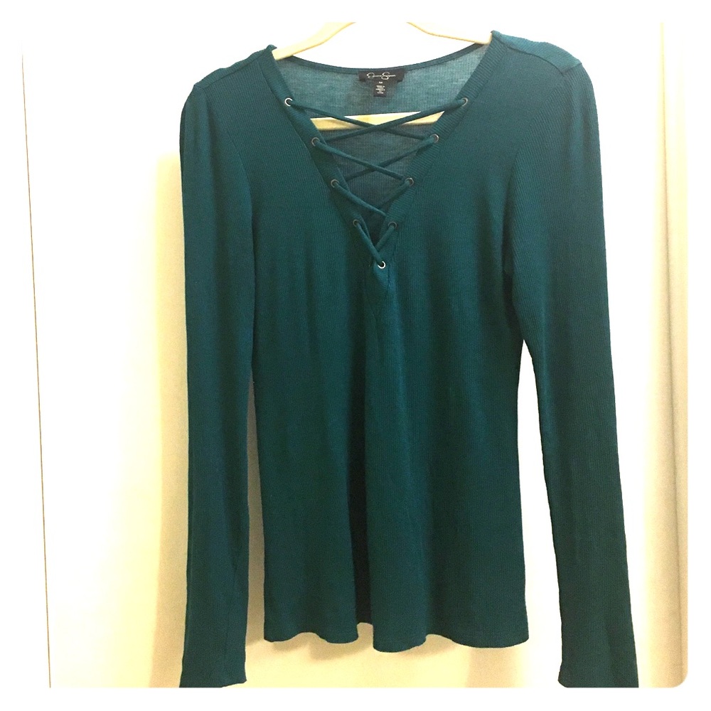 Emerald lace-up top